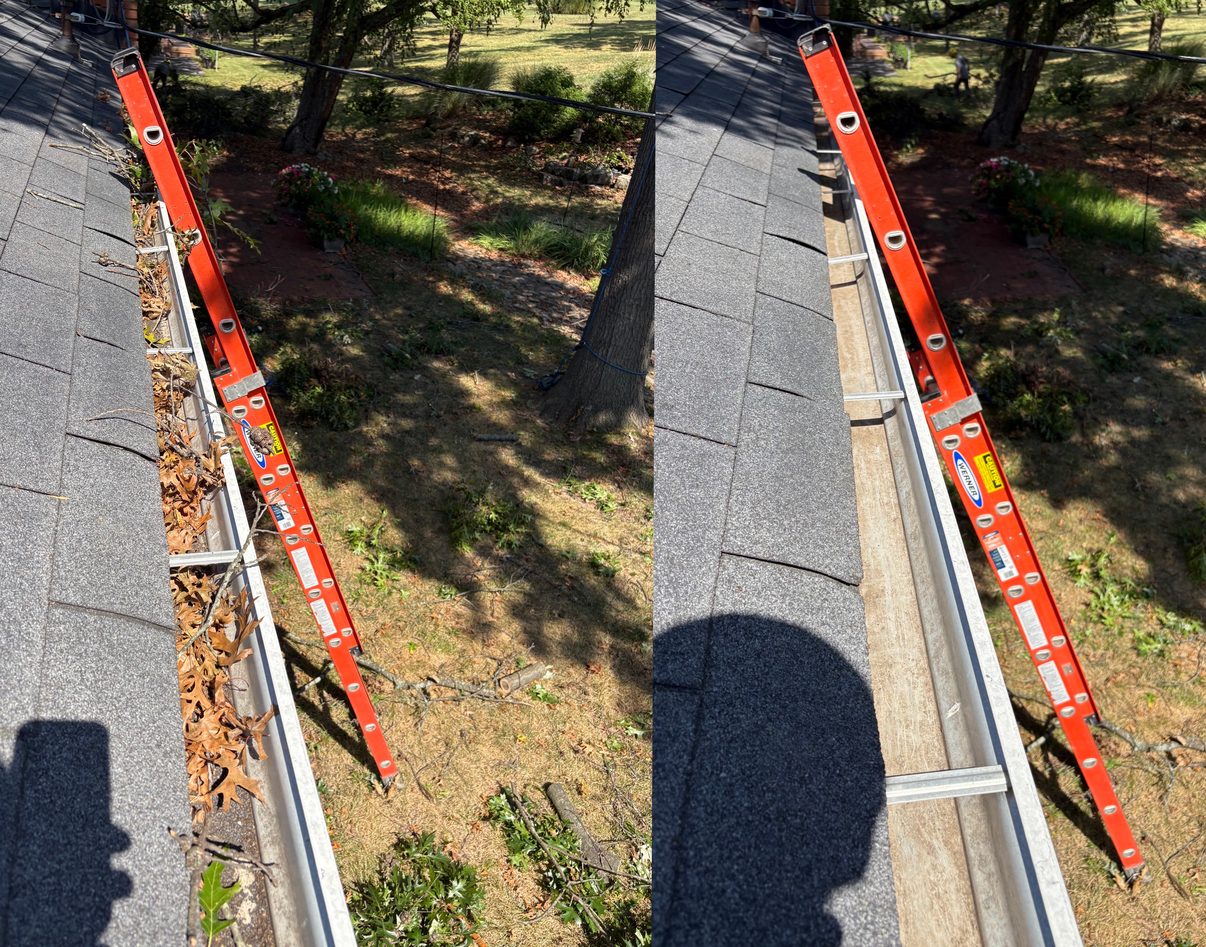 Clogged gutters — before cleaning